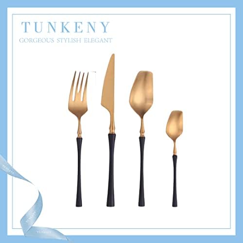 Tunkeny 48 peças de talheres requintados para 12.18/10 Conjunto de talheres de aço inoxidável, conjunto moderno