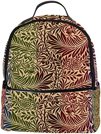 Mochila adulta unissex vbfofbv com trabalho para viagens, folha de flores verde vermelho azul vintage