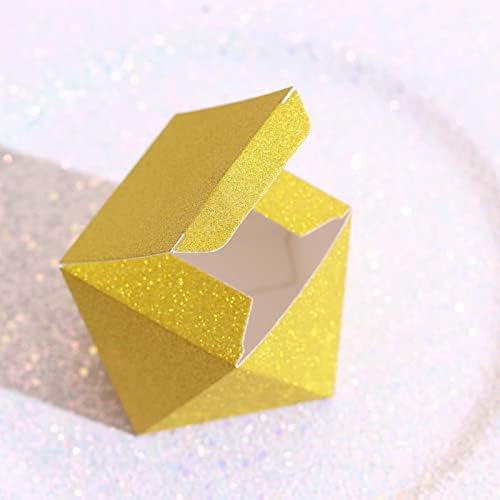 Efavormart 25 pcs | Caixas de presente de favor do casamento Gold Glitter - 3 x4 forma geométrica