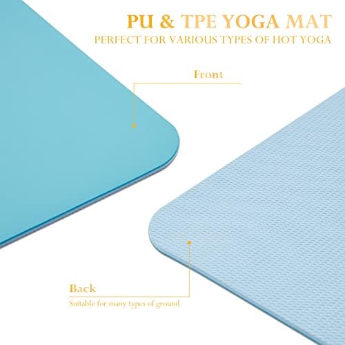 Yoga Mat Non Slip Exercício e Mat Pilates, tapete de fitness de ioga com linha asana, tapete de ginástica TPE com alça
