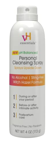 Spray de limpeza pessoal do VH Essential, pH Balanceamento de ácido lático, fórmula sem graça, fórmula de avelã, livre de fragrâncias, livre de paraben