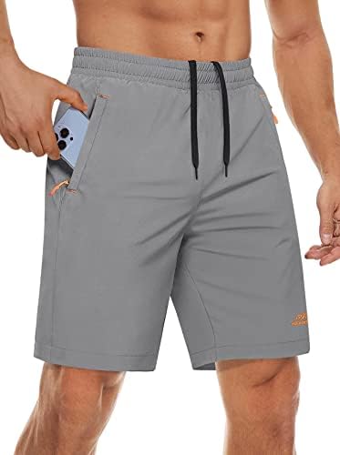 Shorts de shorts masculinos de Magcomsen shorts de caminhada rápida com bolsos com zíper para academia, treino, atlético, corrida