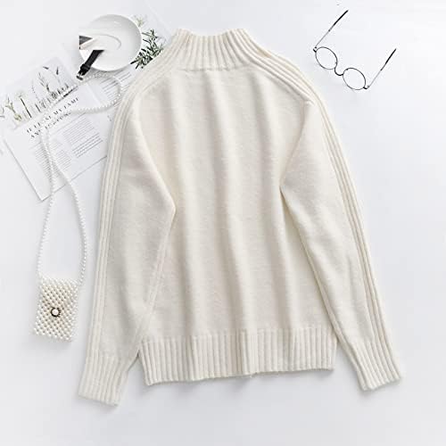 RMXEI Mulheres Casual Pullover Sólido Solid Sweater de manga comprida alta