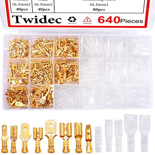 TWIDEC/640PCS 2.8/4.8/6,3mm Splice rápido Male e fêmea Conector de arame Terminal de crimpagem e conectores de bala