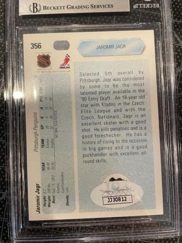 1990-91 Deck superior #356 Jaromir Jagr Penguins Rookie assinado Beckett Slabbed JSA - Hóquei cortada cartões de estreia autografados