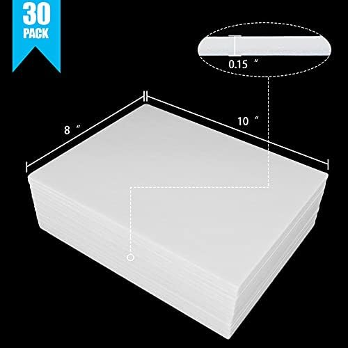 Pacotes de espuma de 30 pacote 8 ”x 10” de panificação de espuma de espuma 3/16 ”de espessura Branca placa de placa de