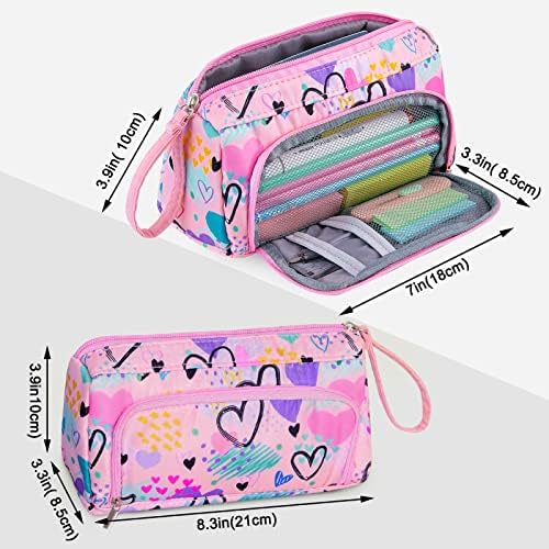 Bolsa de lápis Bienbee, bolsas de lápis grandes com bolsas de lápis com zíper para organizador de papelaria para meninas adolescentes