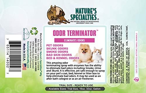 Especialidades da natureza O odor Terminator Spray para animais de estimação, escolha natural para cuidadores profissionais, elimina