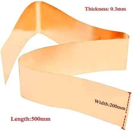 Sucata de lençol de cobre de placa de latão umky - folha de cobre de cobre - 500mmx200mm adequado para construtores, construtores de modelos de folha de metal