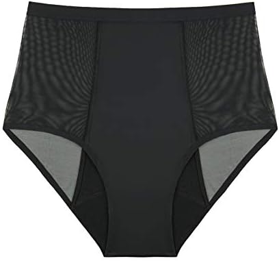 Roupa íntima do período de cintura Hi-Waist para mulheres, calcinha de absorção pesada, Cuidados femininos aprovados pela FSA, mantém até 4 tampões, preto, 3x