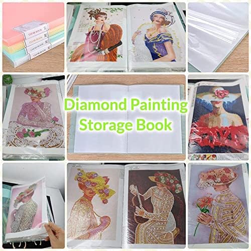 A3 30 páginas Livro de armazenamento de pintura de diamante, livro de armazenamento de pintura 30 Bolsos transparentes Livro