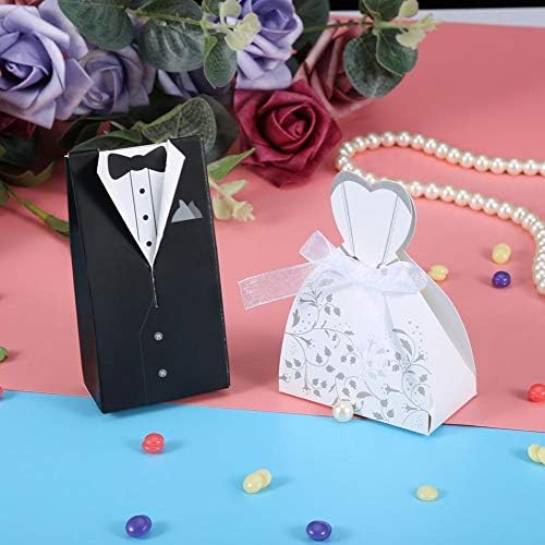 100pcs Novel Elegante Favor Romântico Tuxedo Bride and Wholesale Candy Candy Box Party Gift Decoration