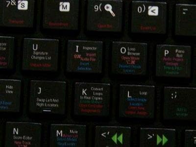 Novos adesivos de teclado da Apple Logic Pro X no trabalho de fundo preto com a Apple