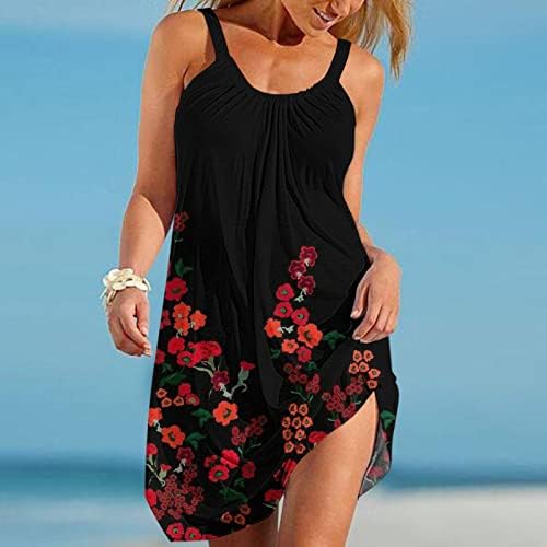 Lmtime Women Summer Summer Beach Dress Spaghetti Strap boho encobrimento