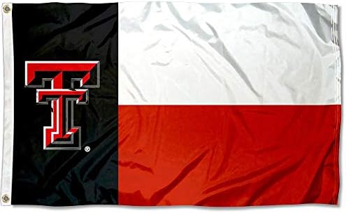 Bandeira do estado da Universidade da Texas Tech e um conjunto de bandeira dos EUA 3x5