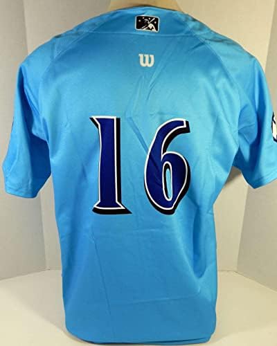 2015 Clearwater Threshers #16 Game usou Blue Jersey Prostate Cancer Night 48 4 - Jogo usou camisas da MLB usadas