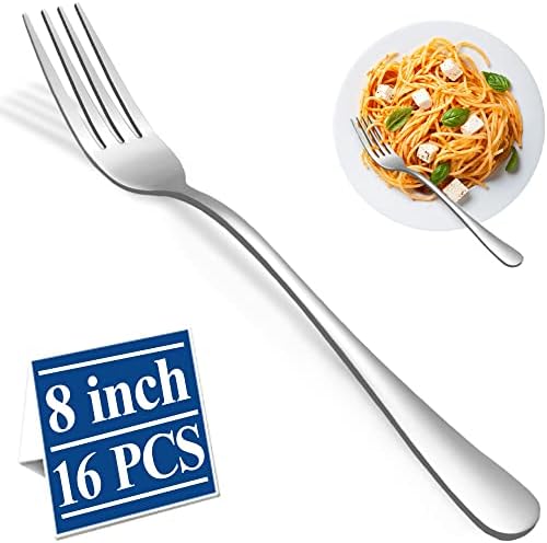 Forks talheres, garfos de jantar de 16 peças, garfos de aço inoxidável premium de 8 polegadas de grau alimentar, garfos de metal,