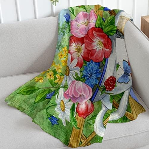 Tbouobt Bedding Fleece Bobet, decorativo para o sofá do quarto, bem -vindo a vintagem de pássaro de flor do jardim da