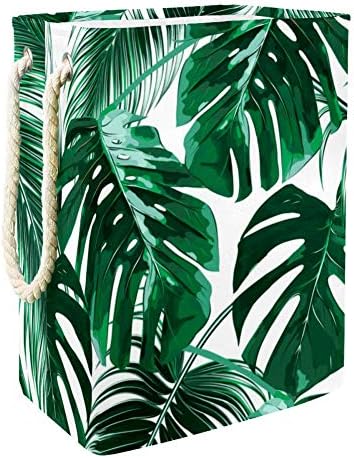 IMOMER Tropical Palm Folhas Jungle Folhas florais 300D Oxford PVC Roupas à prova d'água cesto de roupa grande para cobertores
