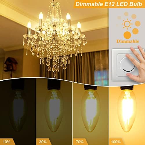 GOLSPARK LED CANDELABRA LUZ FILAMENTO FILAMENTO Vintage Edison Chandelier Dimmable Bulbs, equivalente a 40 watts, 2700k branco quente,