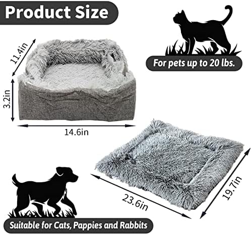 Fhiny Self Aloking Cat Bed Bat, Cat Pad para gatos internos 2 em 1 Máquina lavável macio macio outono inverno térmico canteiro de animais de estimação dormindo para gatinhos cachorros coelhos