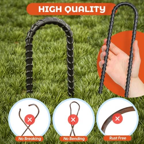 8 PC Happin Trampoline Anchor Stakes para vento forte; Estacas terrestres em forma de U para serviço pesado de 12 ”de aço galvanizado; Kit de âncora de amarração do trampolim para proteção de segurança e propriedade