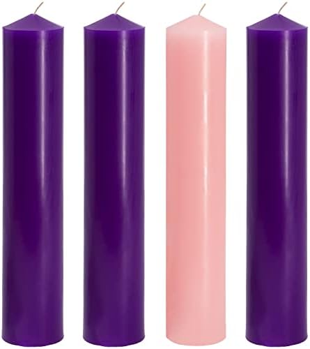 Velas do Advento para Serviços da Igreja - Extra -largo 3x17- Premium Advent Candle Set - Só