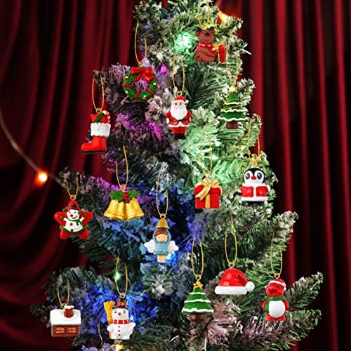 Calendário do advento do advento de nuobesty, calendário de contagem regressiva de Natal com ornamentos pendurados resina brinquedos