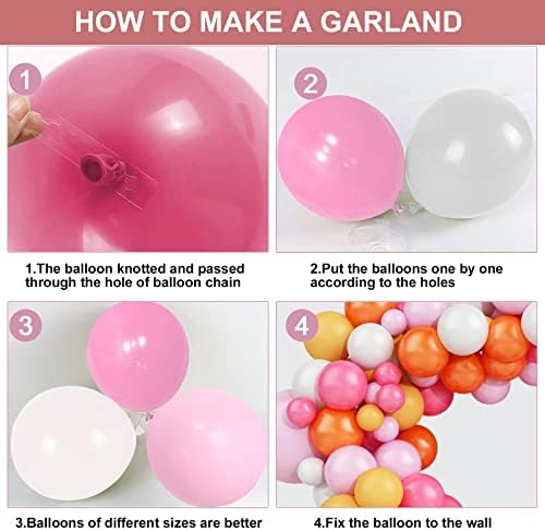 Balões rosa Kit Arch Garland, Kit de balões de balão de balão de balão de balão amarelo rosa, balões de festa de látex