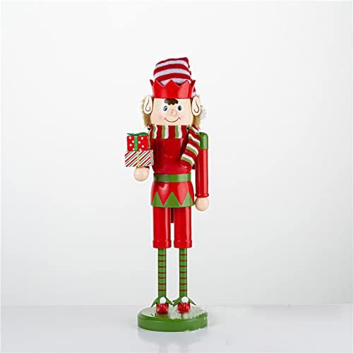 Elf Nutcracker Holding With Gifts Pacotes de Christmas Indoor House Decoração festiva estatueta de madeira