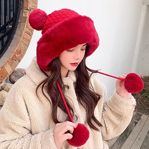 Chapéu de pompom de inverno para mulheres tricotar o chapéu de crochê feminino