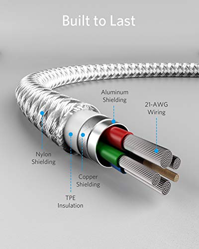 Anker New Nylon USB-C para Lightning Cable, cabo 331, cabo de carregamento rápido [3,3 pés, certificado MFI] para iPhone 13 13 Pro