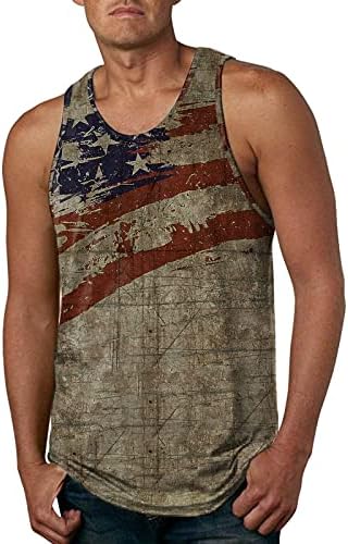 Tanques de tanques respiráveis ​​e respiráveis ​​masculinos Summer casual mangas praia camisetas camisetas de impressão de bandeira