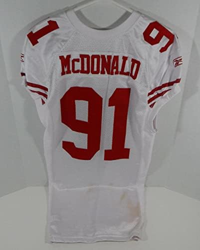 2009 San Francisco 49ers Ray McDonald 91 Jogo emitiu White Jersey DP06207 - Jerseys não assinados da NFL usada