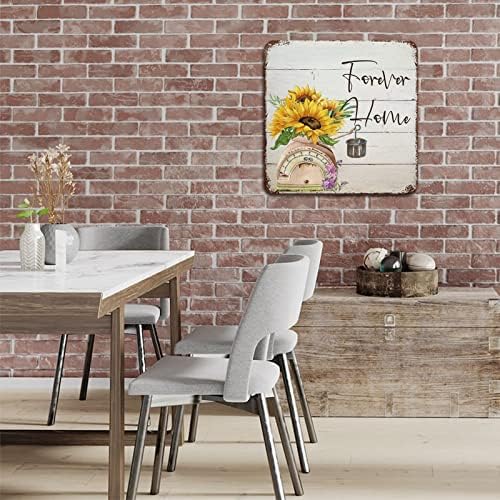 Forever Home Sunflowers Roses Tulips Flowers Floral Inspirational Home Citação Vintage Metal Tin Sign Metal Poster Sign Rusty Pub