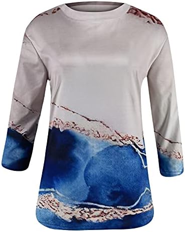 Tops de mangas do início do outono do lar as mulheres - tshirts de pescoço redondos e relaxados thye tye tye moda estampa camisetas