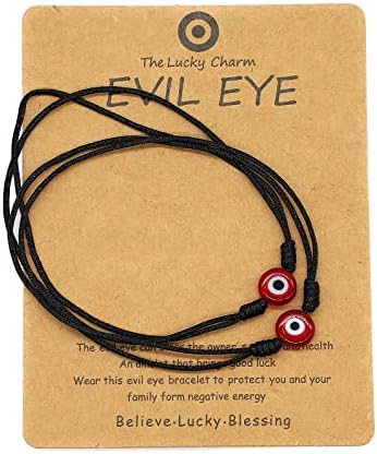 Jasimkiss 2pcs Ajuste Red Black String Blue Evil Eye Bracelets para homens homens meninas adolescentes meninos feitos de charme artesanal