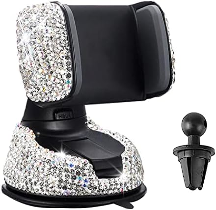 Samgchi Bling Car Telente, 360 ° de suporte de telefone celular ajustável de 360 ​​°, montagem universal de telefone de cristal