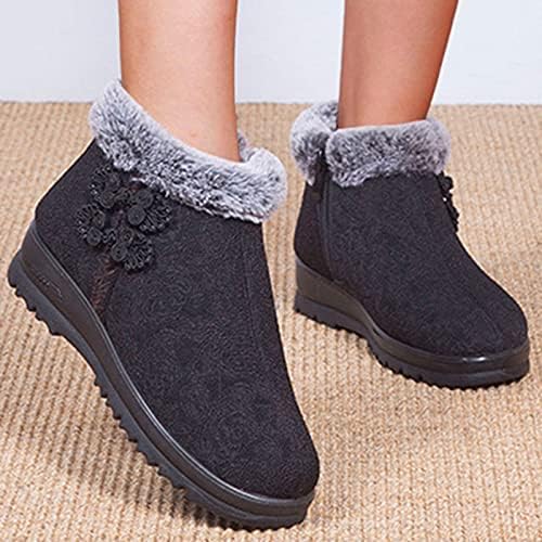 Sapatos de inverno para mulheres sapatos femininos de inverno redondo ao ar livre quente confortável e veludo botas