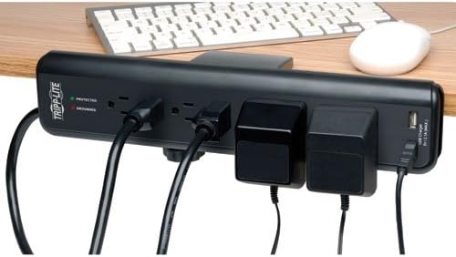 Tripp Lite 6 Outlet Protector Power Strip Flamp Mount 6ft Cord 2100 Joules Dual USB & Seguro