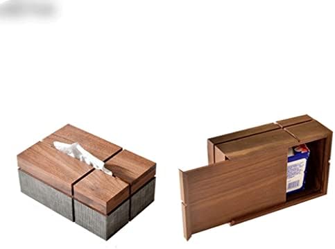 Dingzz Walnut Wood Box Caixa de listras de couro listrado gravado