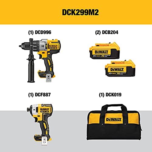 Dewalt 20V Max Hammer Drill e Impact Driver, kit de combinação de ferramentas elétricas sem fio com 2 baterias e carregador