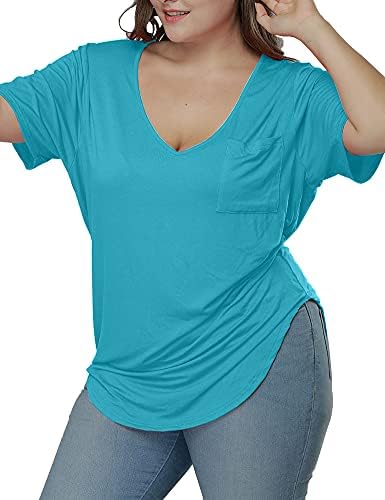 AlleGrace Womens Casual Scoop Collar Plus Size T Tamas Tops de verão Tee