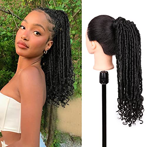 Wiger Faux Locs Cabelo de crochê para mulheres negras clipe de rabo de cavalo preto torcido em extensões de rabo de cavalo