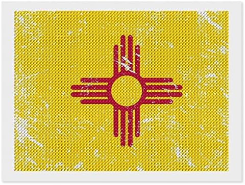 Kits de pintura de diamante da bandeira do estado do Novo México 5D DIY Full Drill Rhinestone Arts Decoração de parede para adultos 8 x12