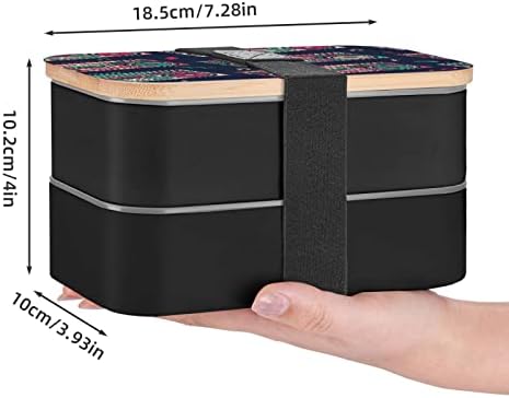 AllGobee Large Bento Box Retro-Boombox-Radio Lanchs com talheres conjunto de 40 onças de bento japonês