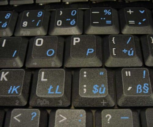 Adesivos de teclado tcheco com letras azuis em fundo transparente para desktop, laptop e notebook