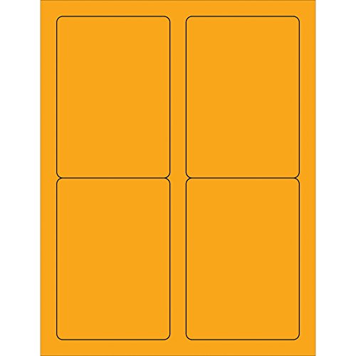 Etiquetas/adesivos de laser retângulo, 3 1/2 x 5, laranja fluorescente,
