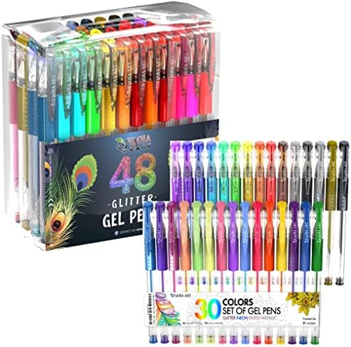 Canetas de gel colorido de arte Vaola ​​- conjuntos de canetas de 30 e 48 gel
