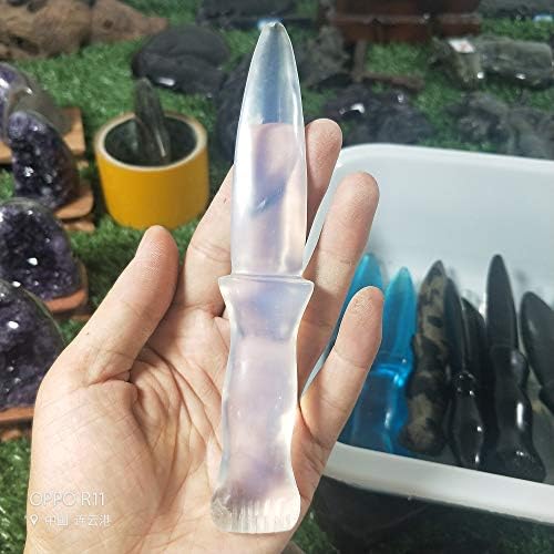 6 polegadas de quartzo natural faca de cristal manualmente rosa quartzo de obsidiana faca artesanato de cristal em casa presentes